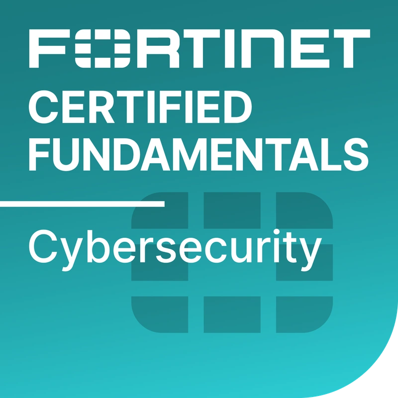 Credly badge artwork for Fortinet Certified Fundamentals Cybersecurity logo