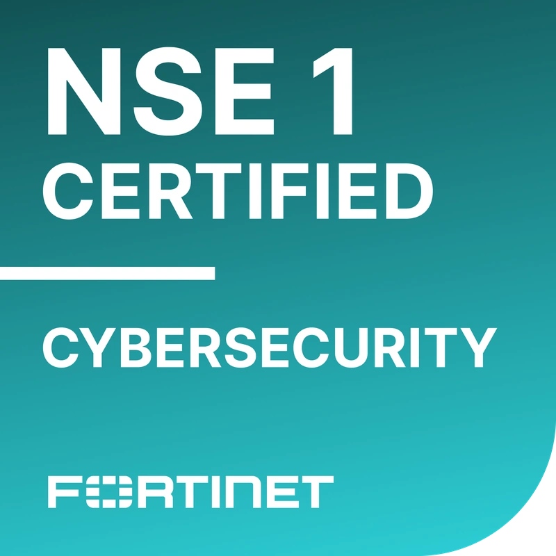 Credly badge artwork for Fortinet NSE 1 Certified in Cybersecurity logo