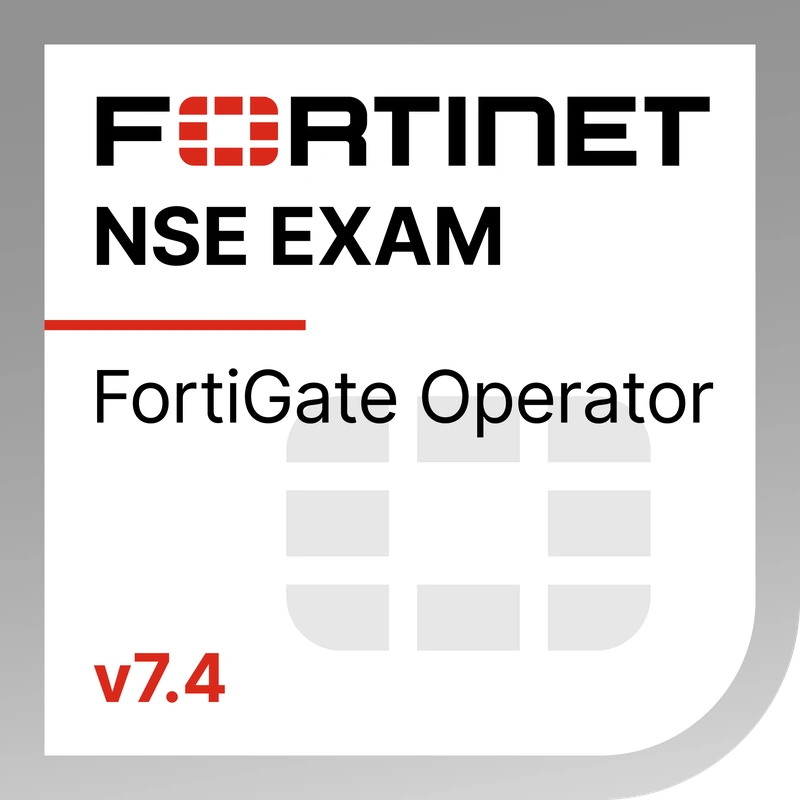 Credly badge artwork for Fortinet FortiGate 7.4 Operator logo