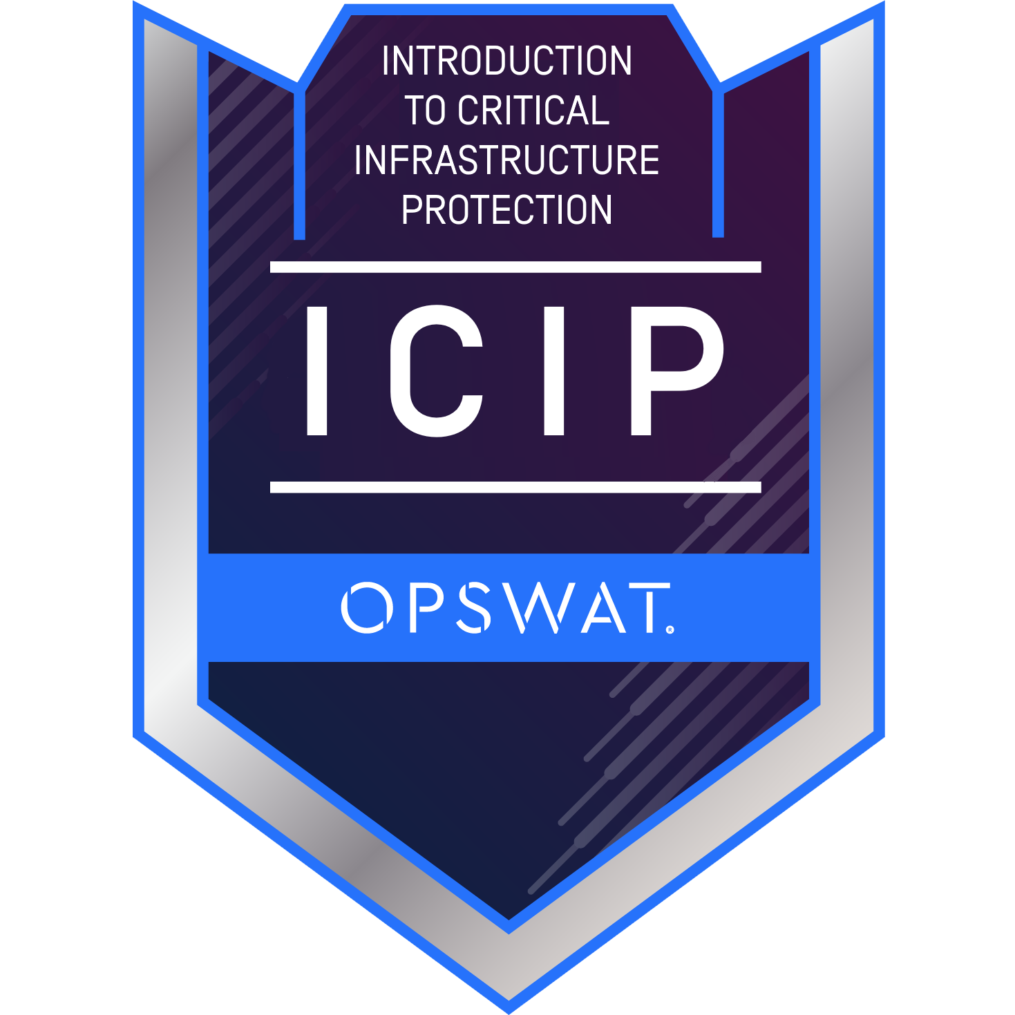 Credly badge artwork for OPSWAT Introduction to Critical Infrastructure Protection (ICIP) logo